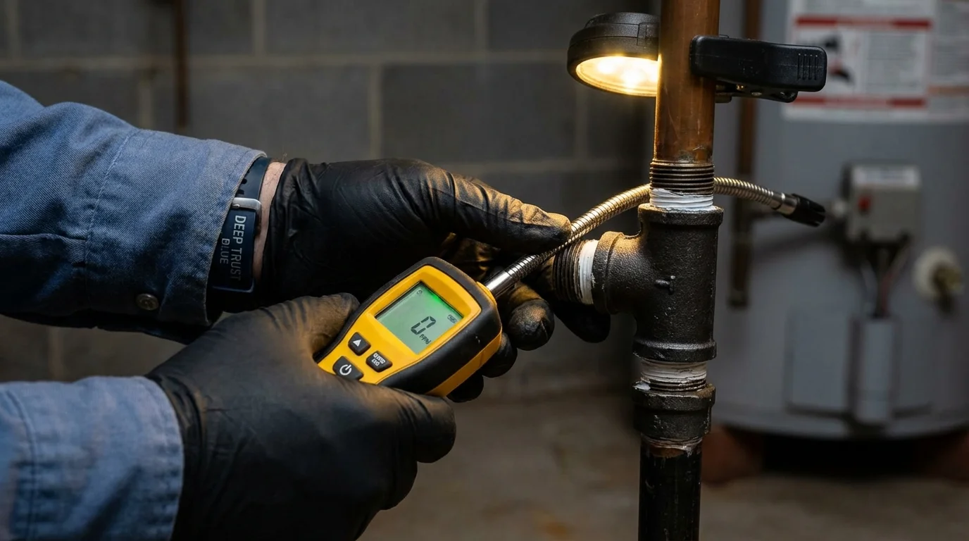 Gas leak detection with electronic sniffer by Johns Plumbing LLC in New Ulm